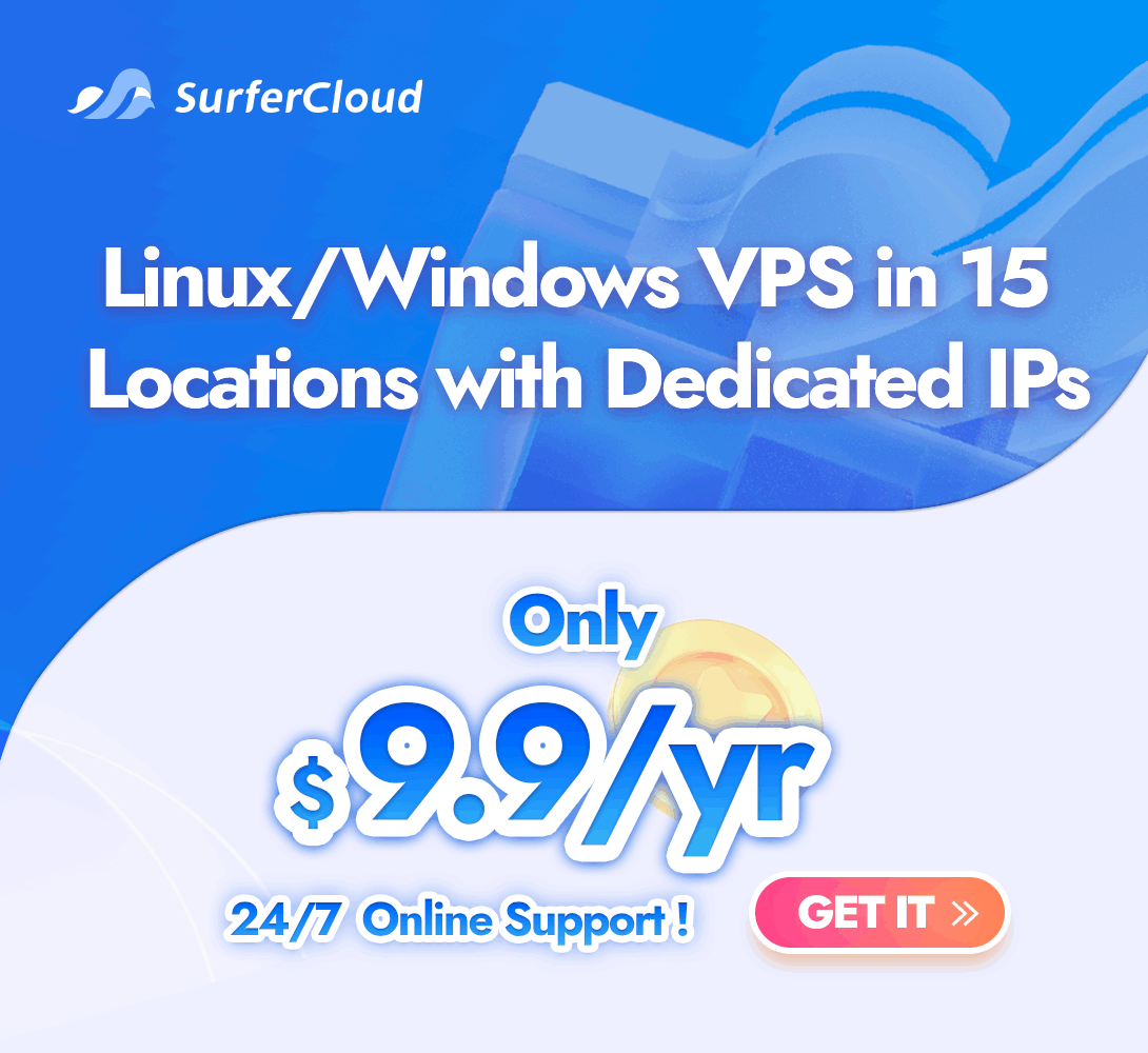 SurferCloud: VPS Service with 17 Global Data Centers, Starting at $1/month, Supports PayPal and Cryptocurrency Payments
