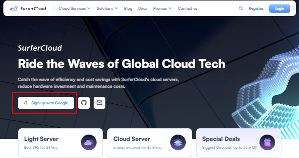 How to Sign Up, Log In, and Set a Password on SurferCloud with Google or GitHub