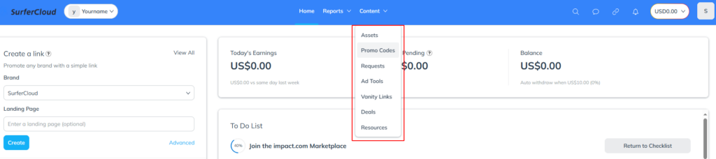 SurferCloud Affiliate Program Onboarding Guide (via IMPACT)