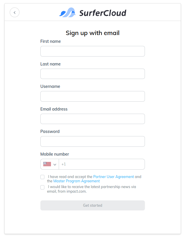 SurferCloud Affiliate Program Onboarding Guide (via IMPACT)