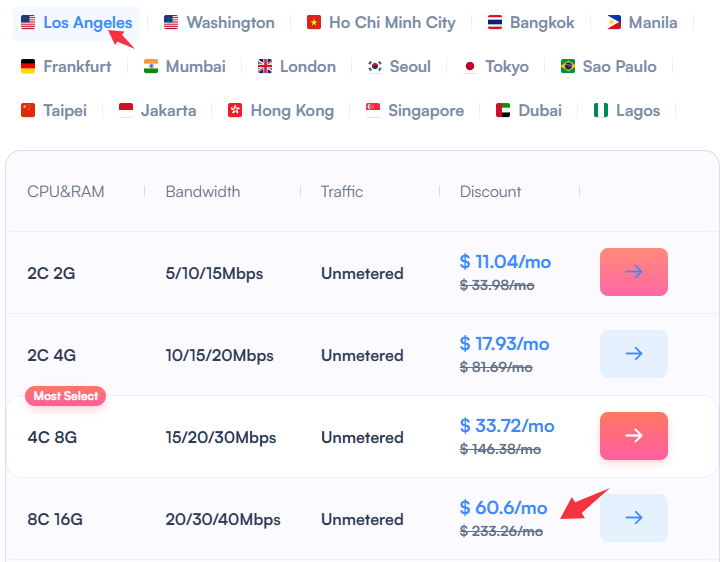 SurferCloud UHost 8C16G: High-Performance Cloud Server in LA, Price-Locked at $60.6/mo