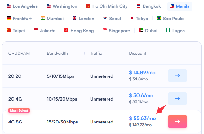 SurferCloud Manila VPS: 4C8G High-Performance Plans
